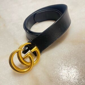 Gucci Black Belt with Gold Accent